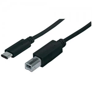 Image of Manhattan USB-C to USB-B Cable 1m Male to Male 480 Mbps USB 2.0) Hi-Speed USB Black Lifetime Warranty Polybag