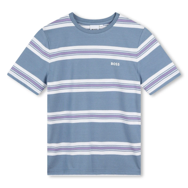 Image of Boss Kids Striped T-Shirt Med Grey 049 male 12 Yrs