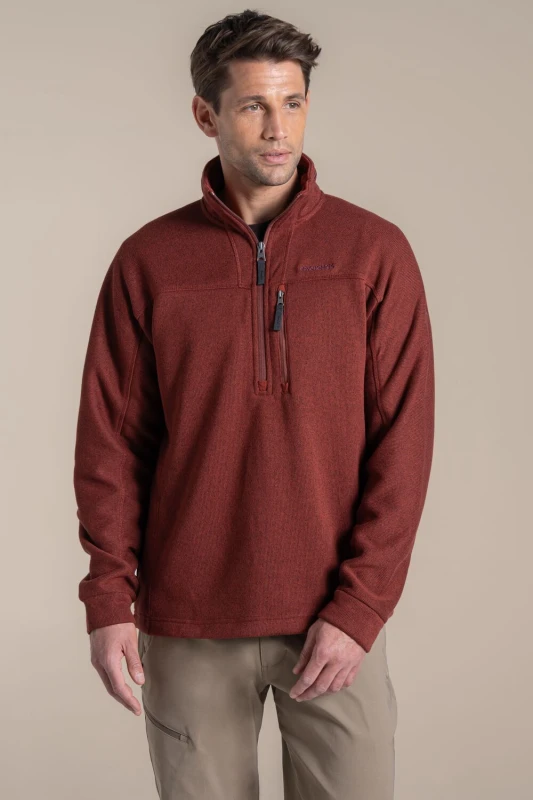 Image of Craghoppers Craghoppers Men Torney Half-Zip Knit-Look Insulating Active Fleece in Red Size: Medium Red M Male 5063260131322