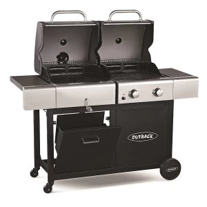 Image of Outback Dual Fuel 2-Burner Gas and Charcoal Trolley BBQ