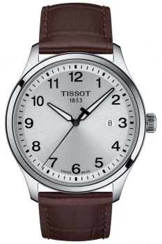 Image of Tissot Mens XL Silver Dial Brown Leather Strap Watch