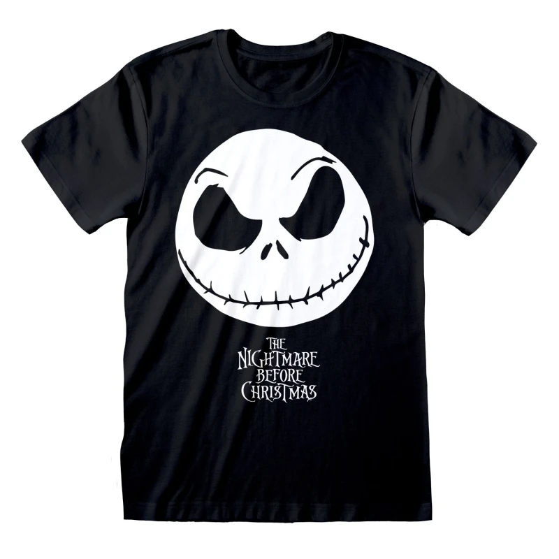 Image of Nightmare Before Christmas Mens Jack Skellington T-Shirt in Black Size: Large Black Male L