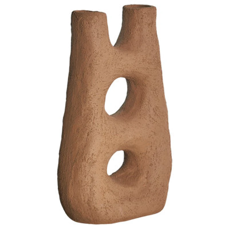 Image of Beliani Flower Vase Uaru Stoneware 27cm Brown