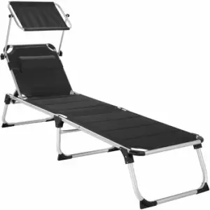 Image of Sun lounger Lorella - garden lounger, cushioned sun lounger, garden sun lounger - Black - black
