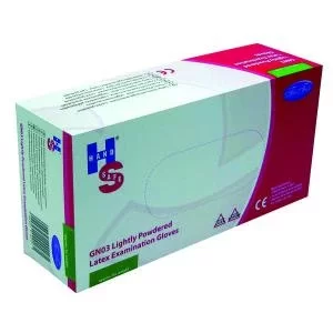 Image of Handsafe Powdered Latex Gloves Medium Natural Pack of 100 GN03