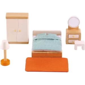 Image of Hape Master Bedroom Wooden Doll House Furniture Playset