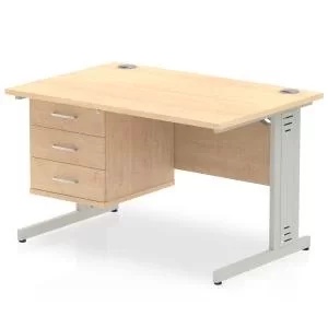 Image of Impulse 1200 Rectangle Silver Cable Managed Leg Desk MAPLE 1 x 3