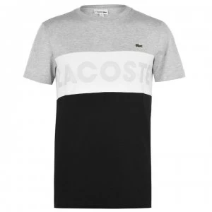 Image of Lacoste Colour Block T Shirt - Black/Gry/Wht