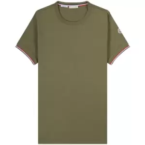 Image of Moncler 'Arm Logo' Slim Fit Classic T-Shirt Khaki