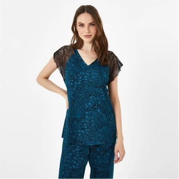 Image of Biba BIBA Lace Trim Pyjama Top - Green