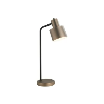 Image of Endon Lighting Mayfield - Table Lamp Dark Antique Bronze Effect Plate & Textured Matt Black Paint 1 Light IP20 - E27