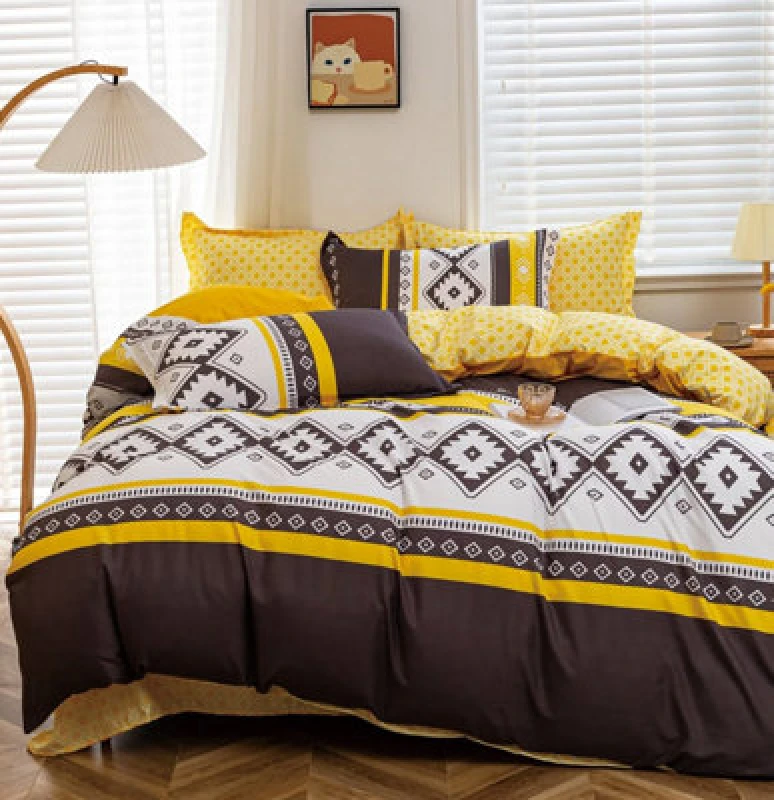 Image of Ezysleep Ezysleep Yellow Ocre Printed Duvet Set in Turquoise Size: Double Turquoise Double Unisex 0721545407818