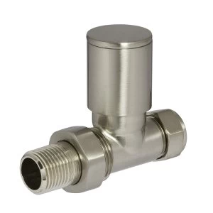 Image of Heating Style Round Straight Radiator Valves - Brushed Nikel