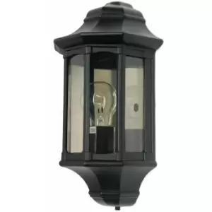 Image of Loops - Outdoor IP44 1 Bulb Half Lantern Wall Porch Light Black LED E27 60W