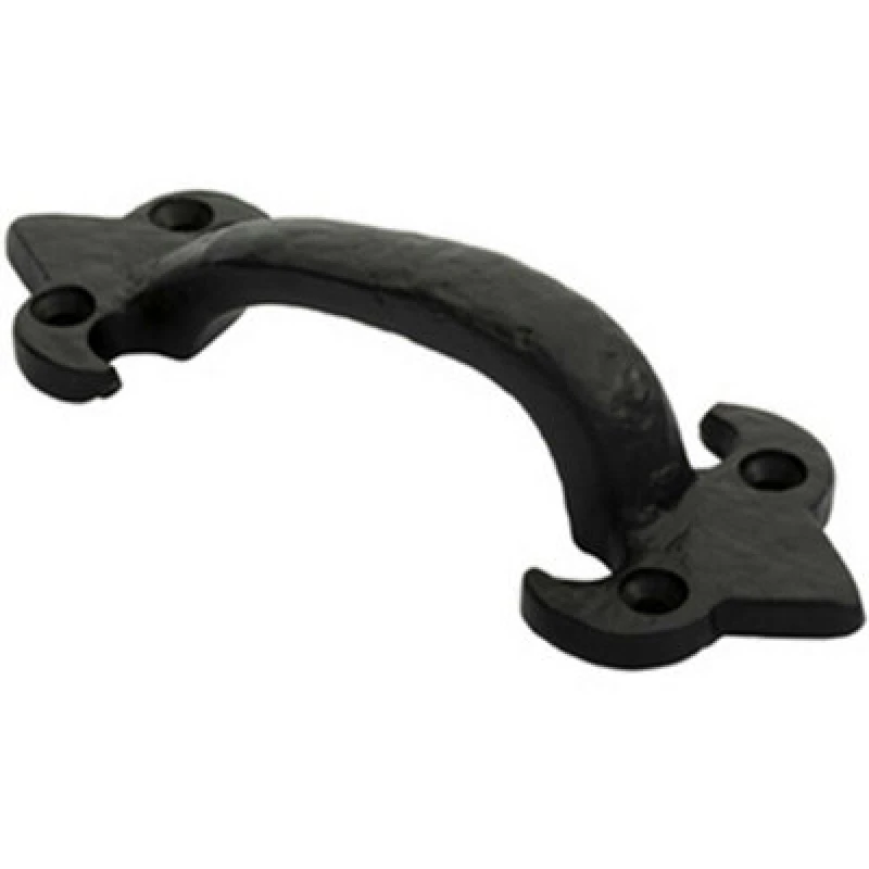 Image of Loops Traditional Forged Iron Pull Handle 132 x 50mm Black Antique Door Handle Black unisex