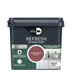 Image of Maison Deco Refresh Kitchen Cupboards, Worktops & Splashbacks Paint Burgundy - 750ml