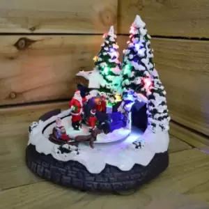 Image of Lumineo Hand Painted Christmas Fun Motion Sleighing LED Sculpture