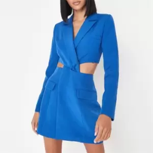 Image of Missguided Twist Front Blazer Dress - Blue
