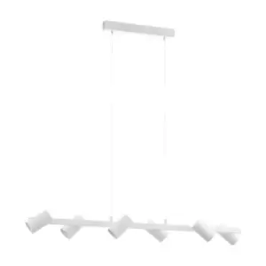 Image of Pendant Ceiling Light 6 Bulb Colour White Satin Nickel Shade Bulb E14 6x25W