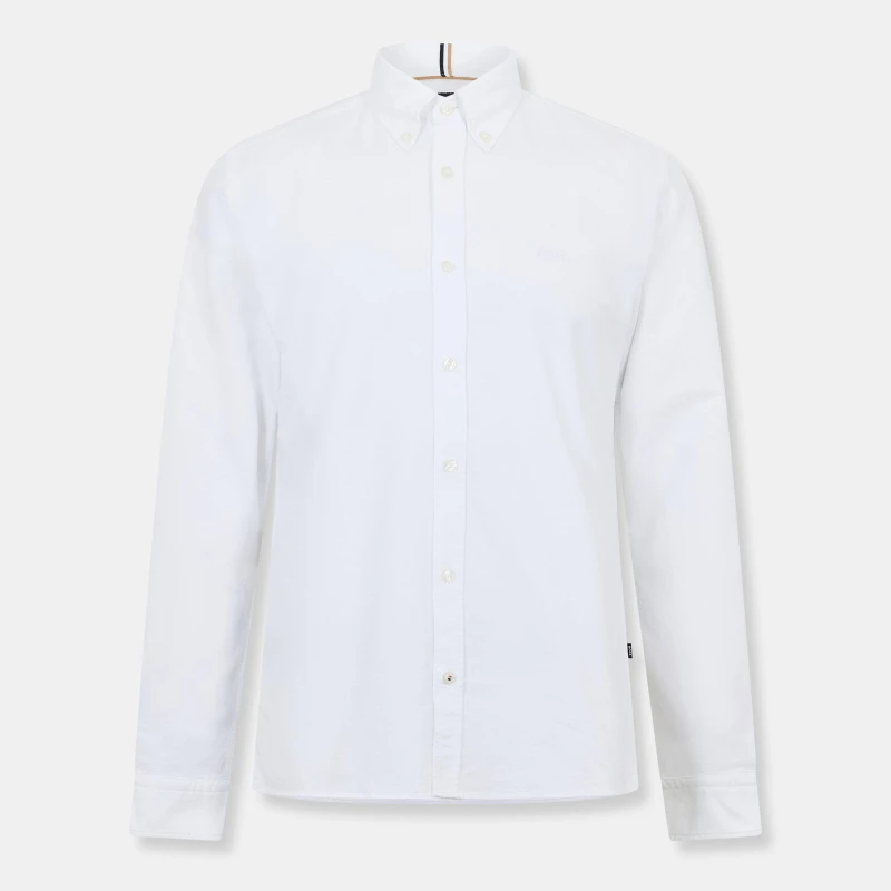 Image of Boss Mens H-Roan Long Sleeve Plain Shirt White male S