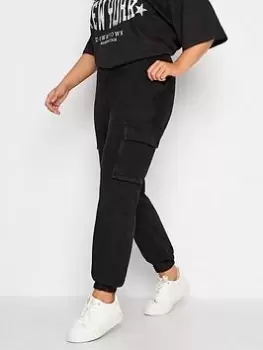 Image of Yours Washed Black Denim Cargo Jean, Black, Size 24, Women