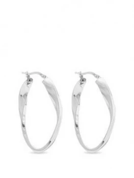 Image of Simply Silver Sterling Silver 925 Polished Oval Twist Hoop Earrings