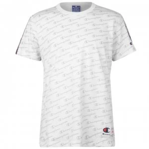 Image of Champion Tape T Shirt Mens - White AOP