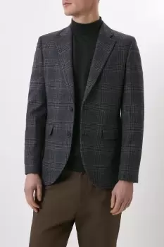 Image of Slim Fit Grey Neutral Over Check Blazer