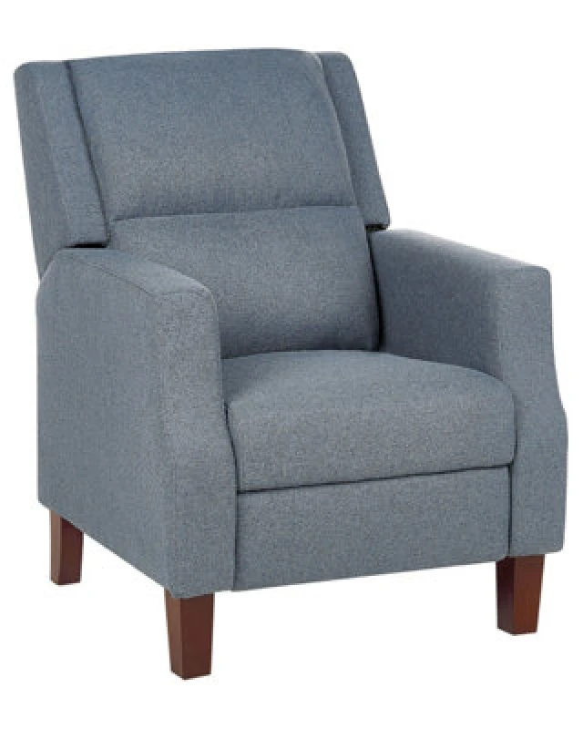 Image of Beliani Recliner Chair Egersund With Footrest Fabric Dark Blue