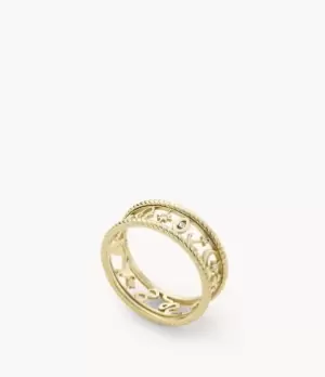 Image of Fossil Women Sutton Golden Icons Gold-Tone Stainless Steel Band Ring