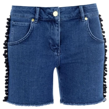 Image of Biba Pom Pom Denim Shorts - Blue