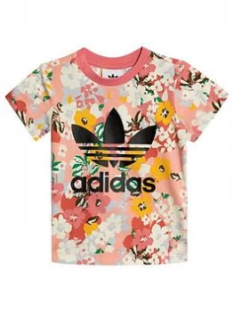 Image of adidas Originals Girls Infant Short Sleeve T-Shirt - Pink, Size 9-12 Months, Women