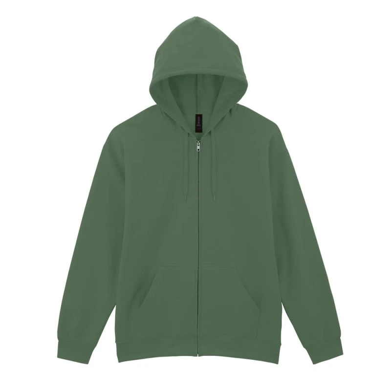 Image of Gildan Mens Softstyle Fleece Midweight Full Zip Hoodie in Green Size: 3XL Green Male 3XL