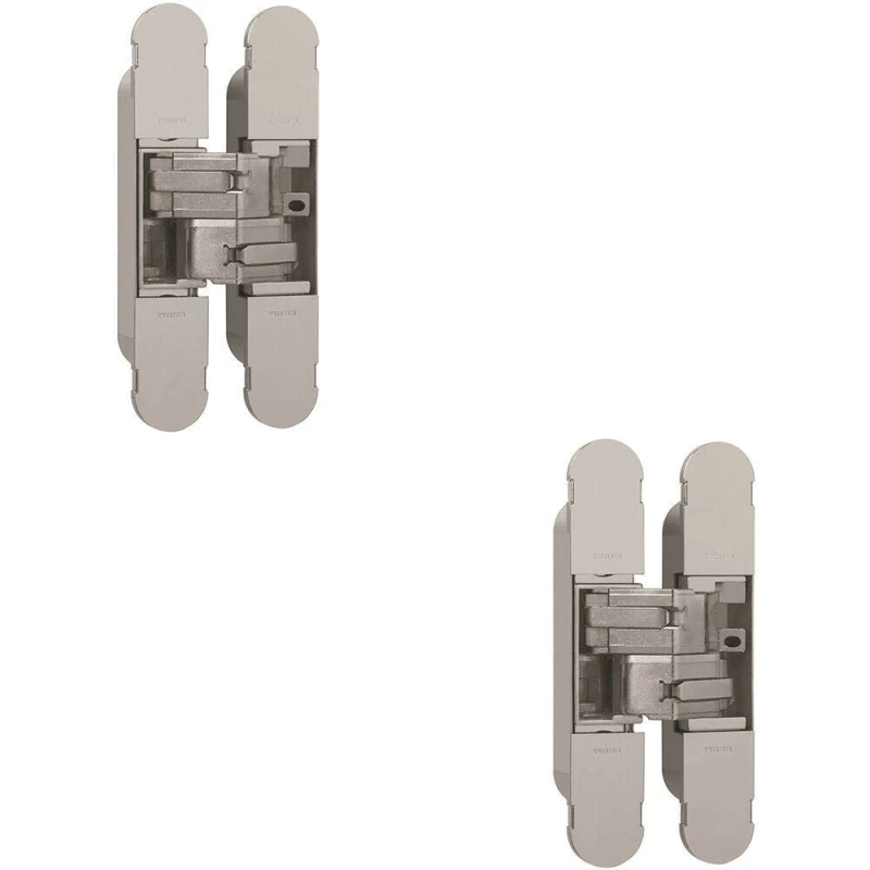 Image of Loops 2x 134 x 24mm Concealed Medium Duty Hinge Fits Unrebated Doors Nickel Plated Metallics