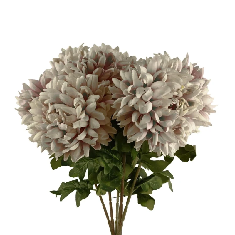 Image of Leaf Pack of 6 x 75cm Extra Large Reflex Chrysanthemum - Mushroom