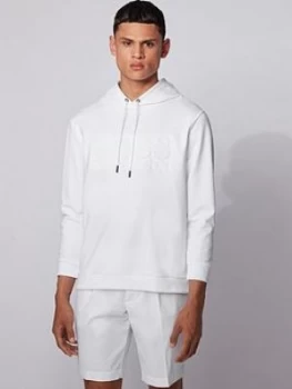 Image of Hugo Boss Heritage Embossed Pullover Hoodie White Size S Men