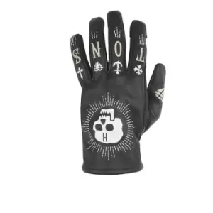Image of Helstons Kustom Summer Leather Black Skull Gloves T9