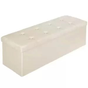 Image of TecTake Storage Bench Foldable Made Of Synthetic Leather 110X38X38Cm - Cream