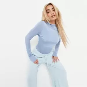 Image of Missguided High Neck Ls Body - Blue