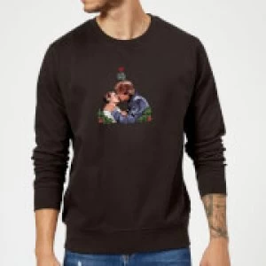 Image of Star Wars Mistletoe Kiss Black Christmas Sweatshirt - L - Black