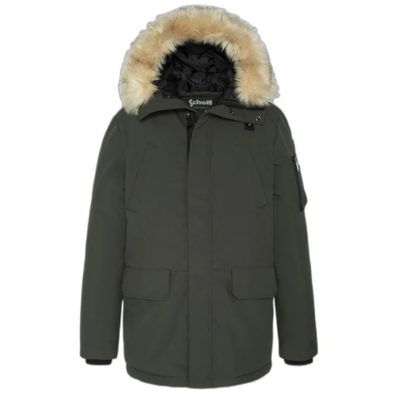 Image of Schott Hooded winter parka Schott Vert Male S