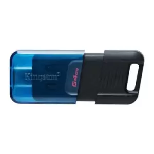 Image of Kingston Technology DataTraveler 80 USB flash drive 64GB USB Type-C 3.2 Gen 1 (3.1 Gen 1) Black Blue