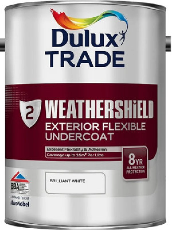 Image of Dulux Trade Weathershield Undercoat - Brilliant White - 5L