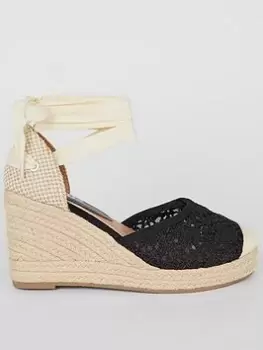 Image of Dorothy Perkins Crochet Wedges - Black, Size 7, Women
