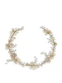 Image of Jon Richard Gold Star And Pearl Vine, Silver, Women