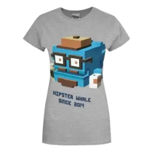 Image of Crossy Road Womens/Ladies Hipster Whale T-Shirt (S) (Grey)