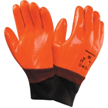 Image of 23-491 Winter Hi-viz Orange Cold Resistant Gloves - Size 10