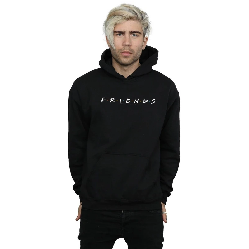 Image of Friends Friends Men Text Logo Hoodie in Black Size: Small Black S Male 5057864375640