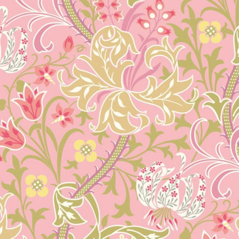 Image of Hoopla Walls Lily Ogee Rose Pink Smooth Matt Wallpaper
