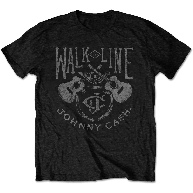 Image of Johnny Cash Johnny Cash Men Walk The Line T-Shirt in Black Size: large Black L Male 5063238538863
